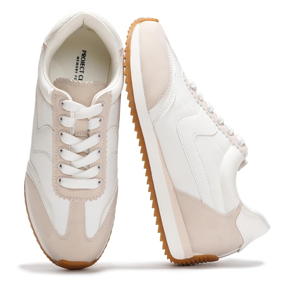 Project C White and Tan Women's Sneakers